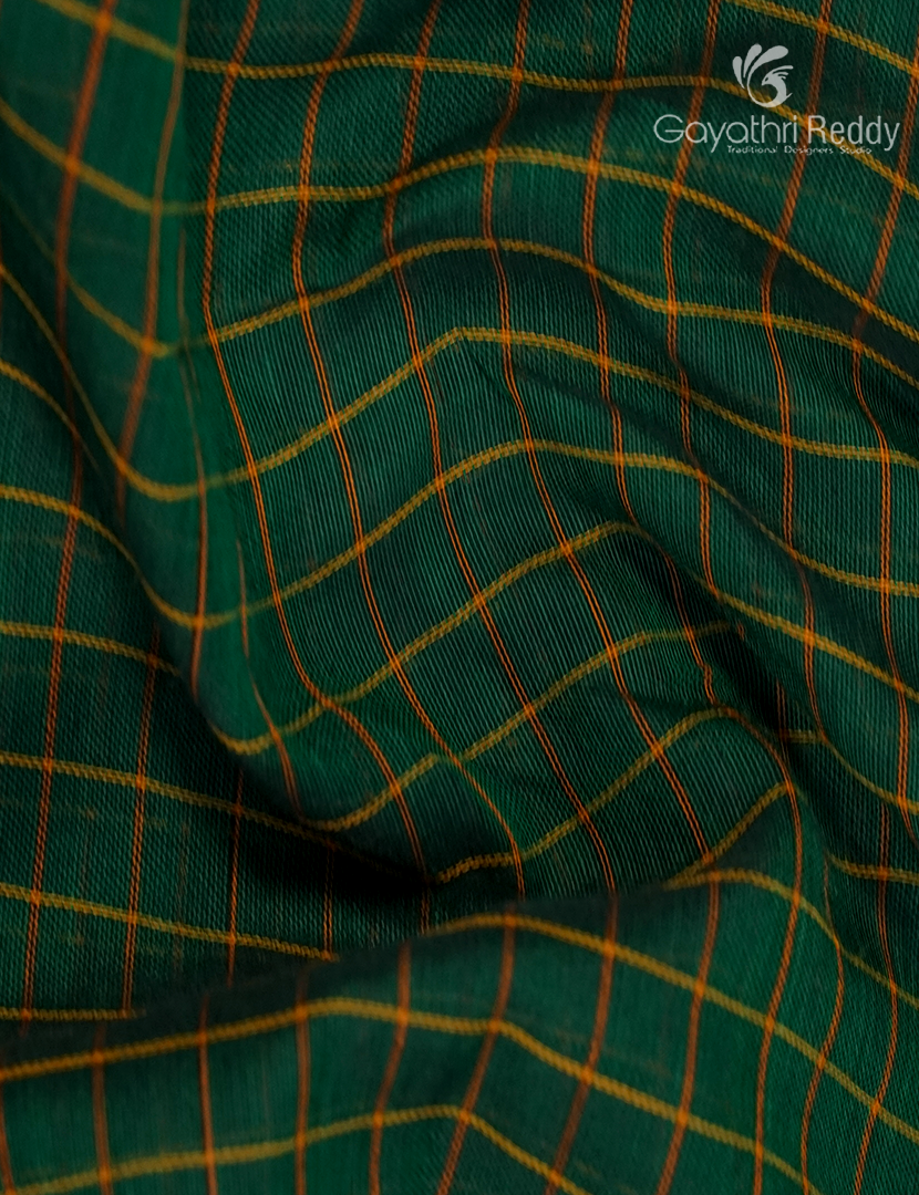 Pure Narayanpet Cotton Saree in Bottle Green