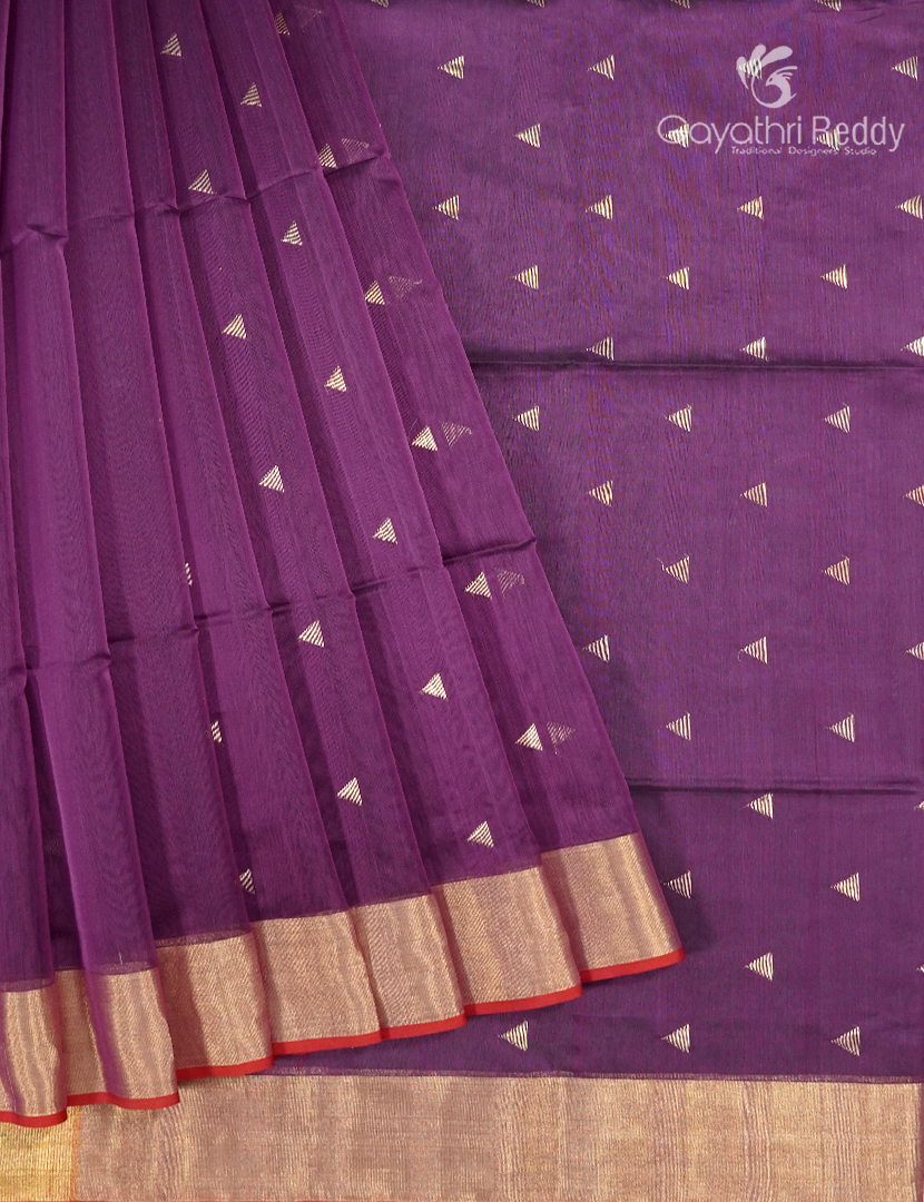 Pure Chanderi Sico Saree in Wine