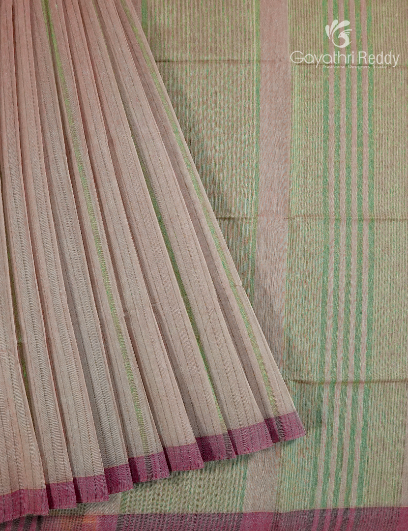 Pure Handloom Cotton Saree in Baby Pink