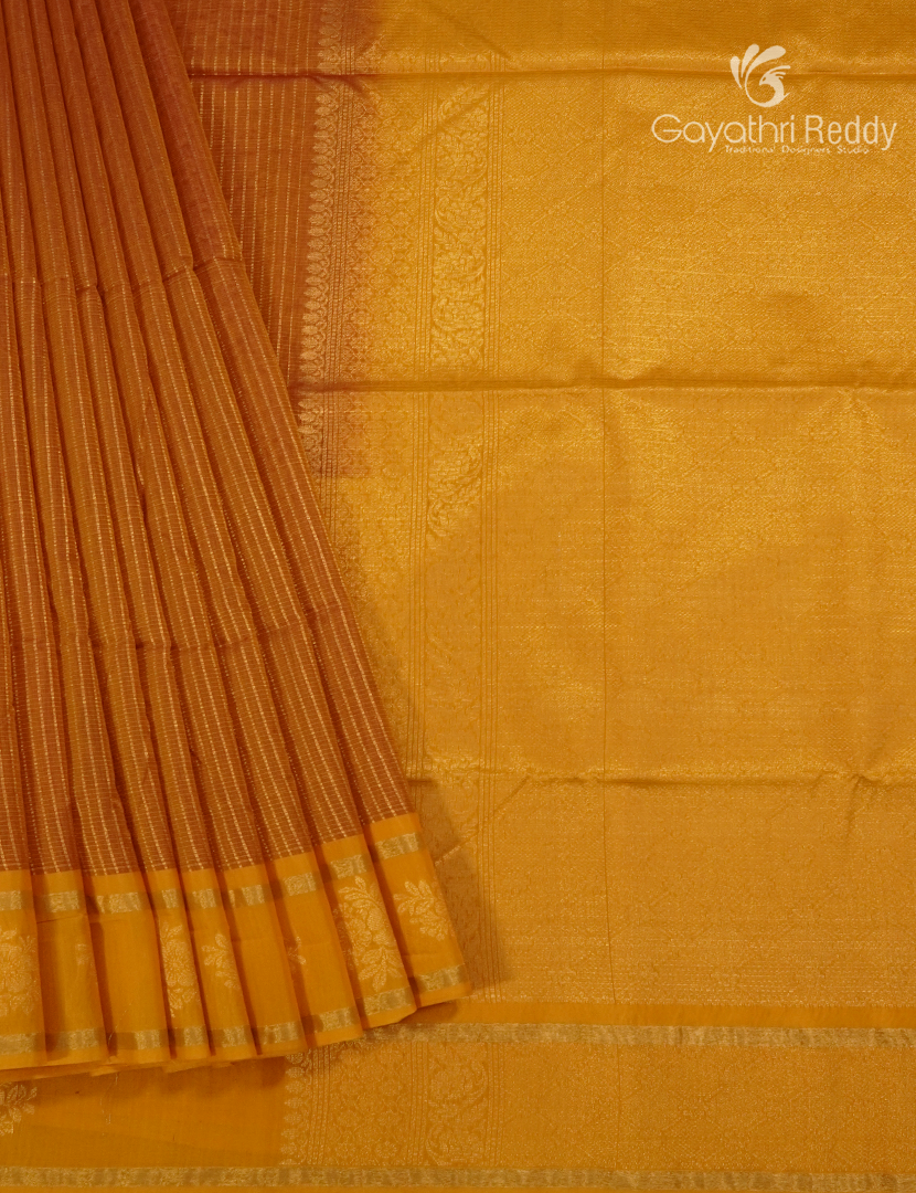 Kanchipuram Sico Saree in Mustard and Yellow