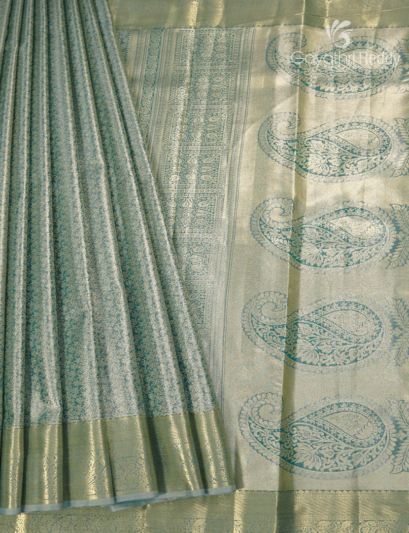 Semi Kanchipuram Silk Saree in Sea Grey