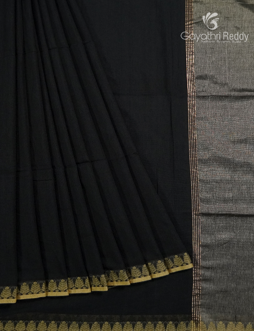 Jamdani Cotton Saree in Black