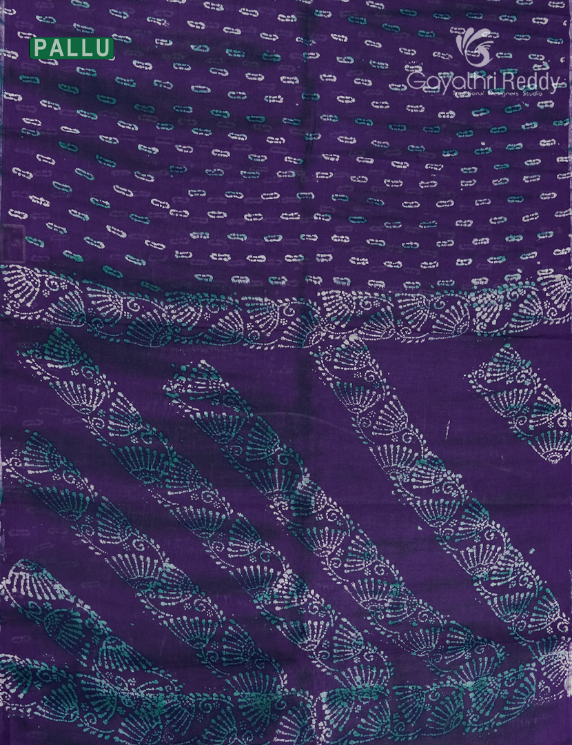 Cotton Batik Print Saree in Purple