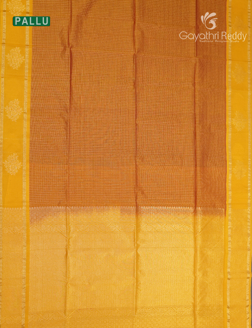 Kanchipuram Sico Saree in Mustard and Yellow