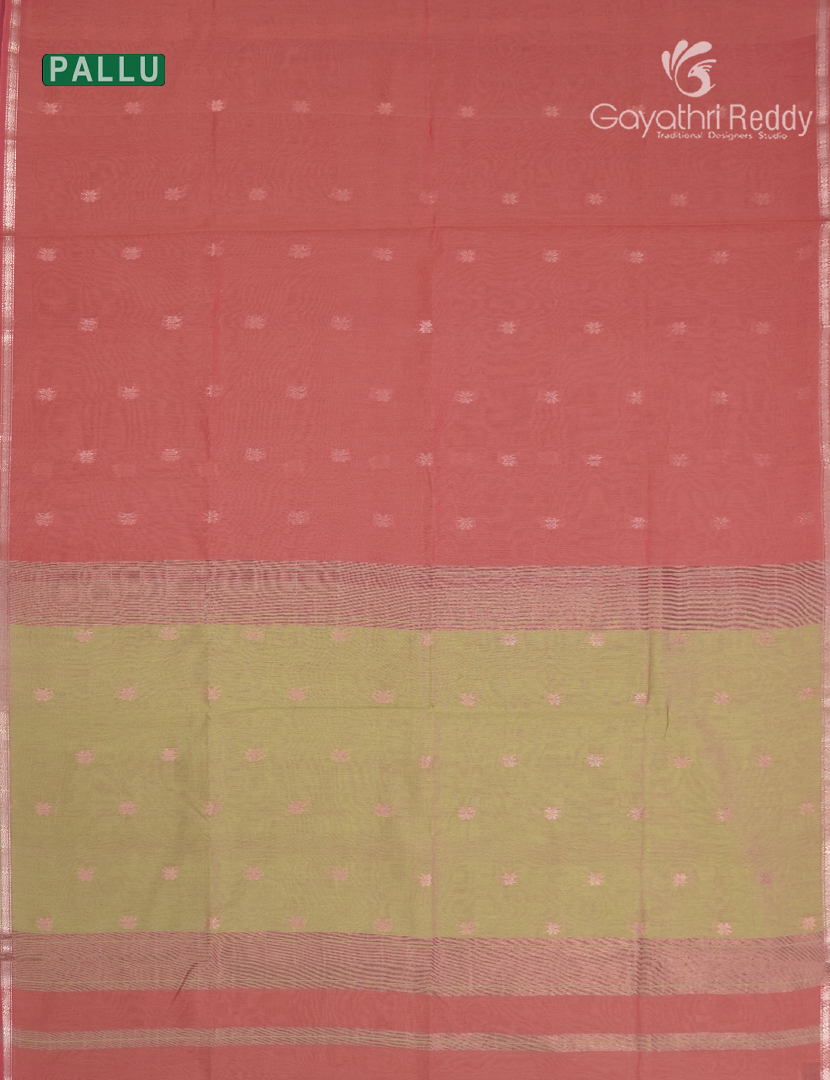 Kanchipuram Sico Saree in Peach and Khakhi Green