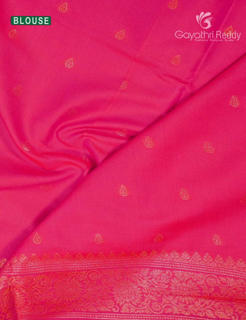 Semi Kanchipuram Art Silk Saree in Hot Pink
