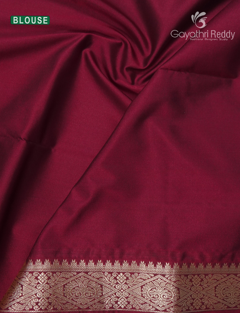 Soft Silk Saree in Deep Olive Green and Deep Magenta