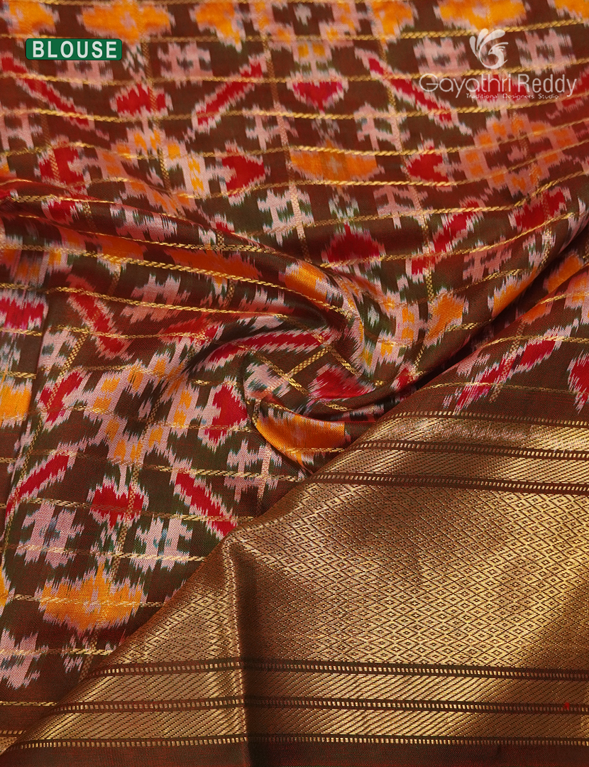Pure Ikat Silk Saree in Pastel Peach
