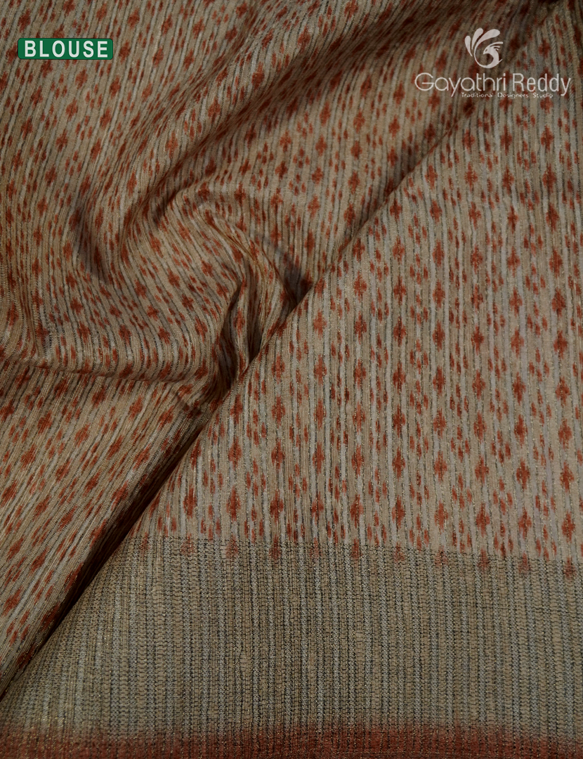 Semi Tussar Saree in Deep Rust and Ivory