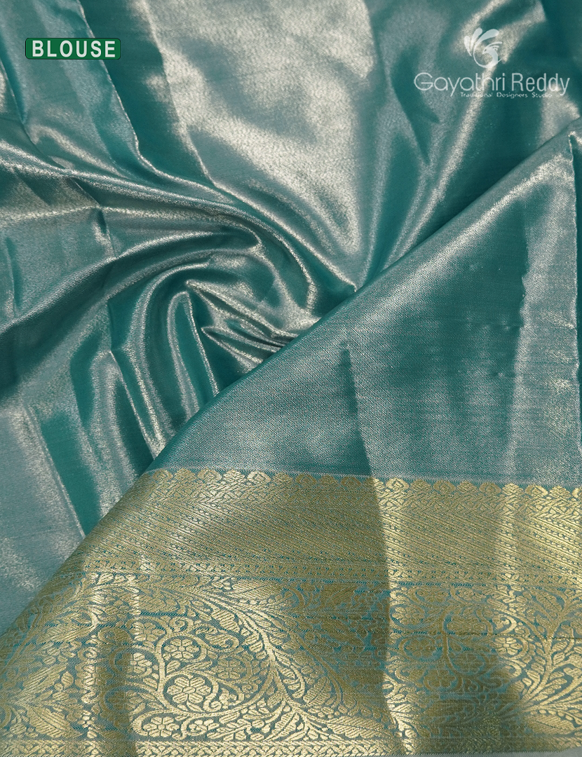 Semi Kanchipuram Silk Saree in Sea Grey