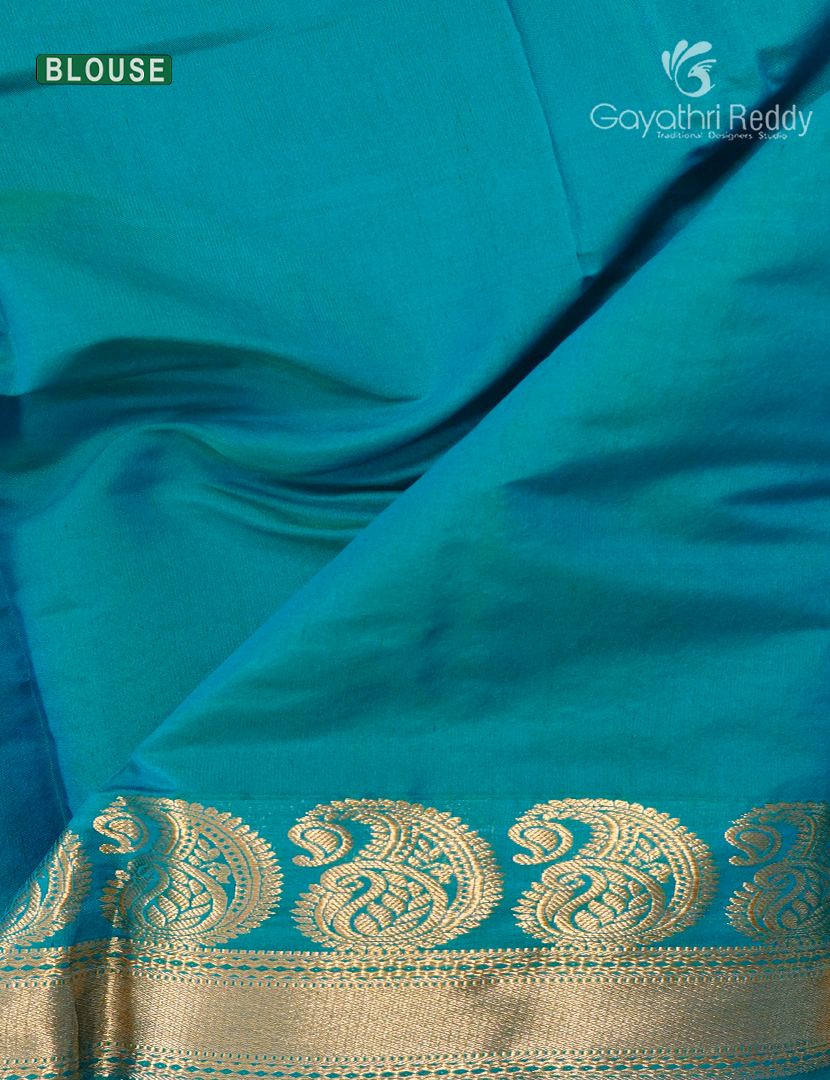 Pure Kanchi Sico Saree in Sandalwood and Turquoise
