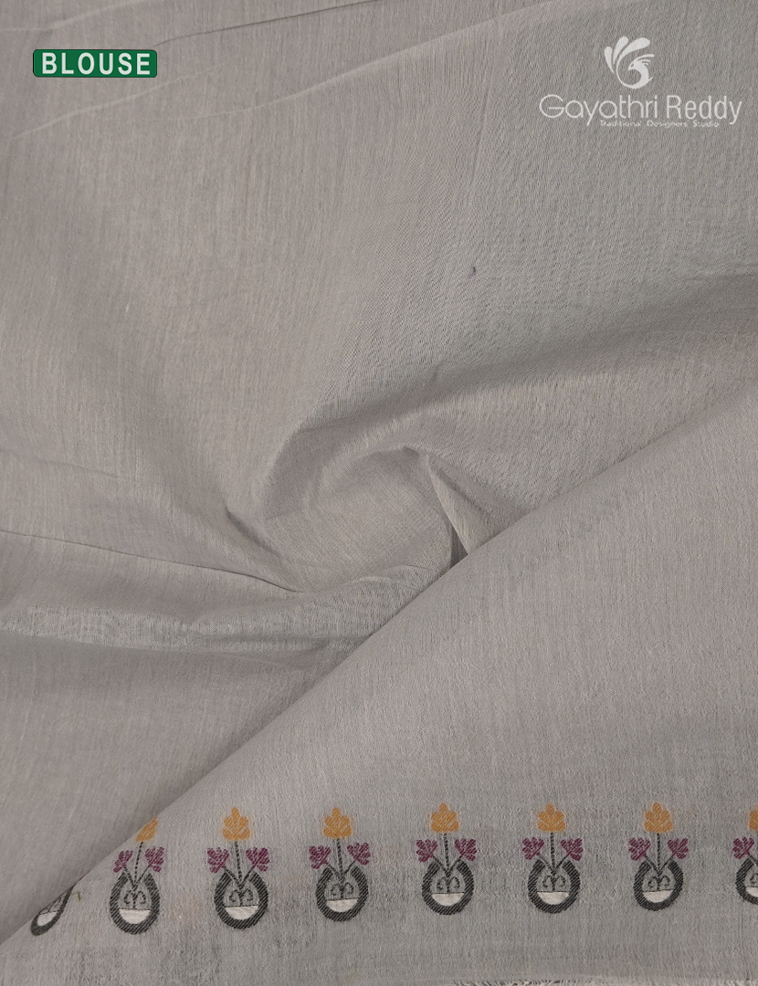 Jamdani Cotton Saree in Concrete Grey