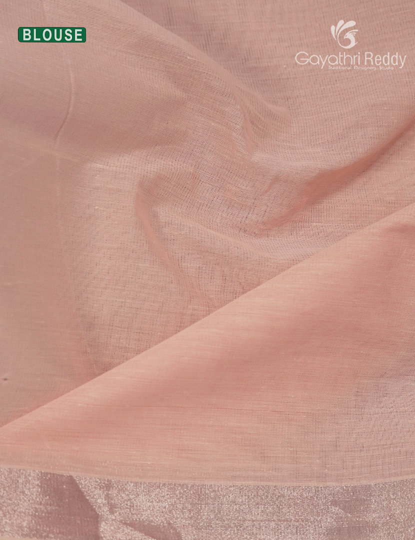 Pure Kanchi Cotton Printed Saree in Ivory and Peach