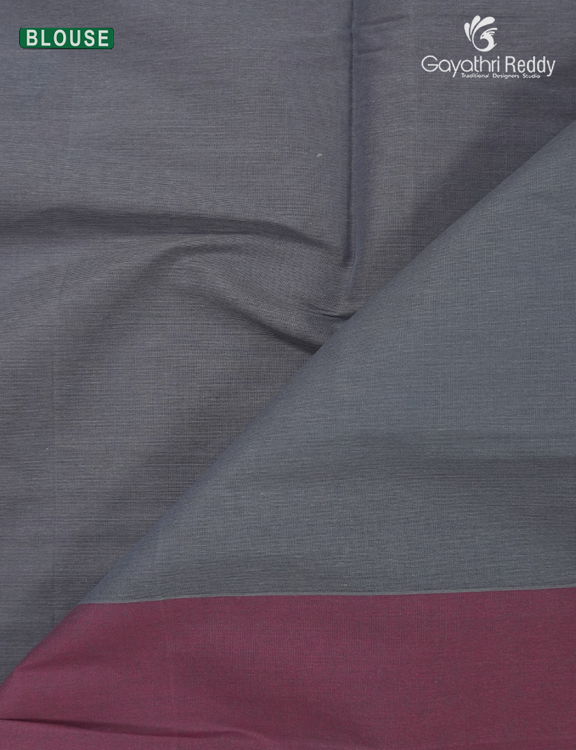 Pure Kanchi Cotton Saree in Onion Pink and Grey