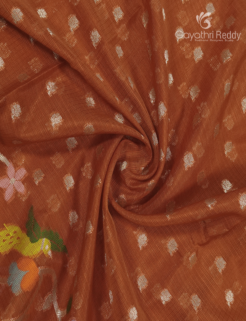 Banaras Kota Lehanga Set in Mustard and Deep Pink