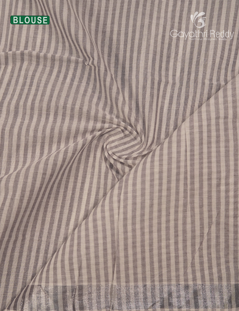 Pure Kanchi Cotton Saree in Cream and Grey