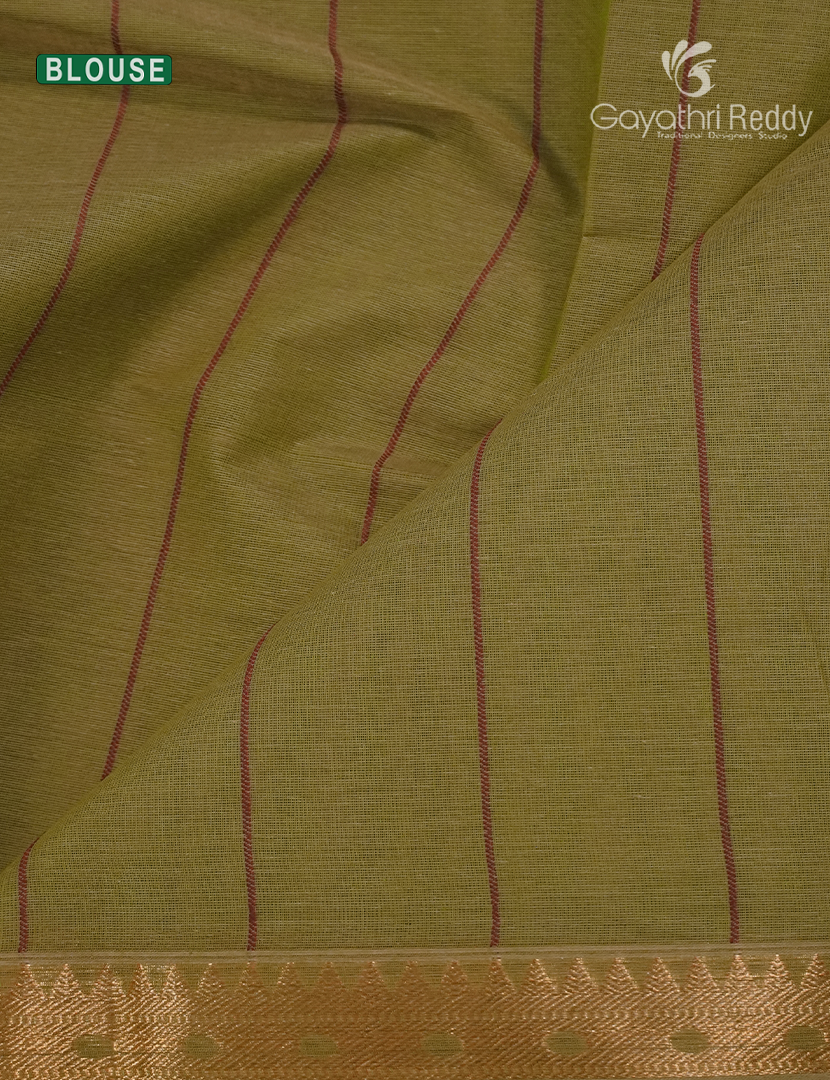 Pure Kanchi Cotton Saree in Mehendi Green
