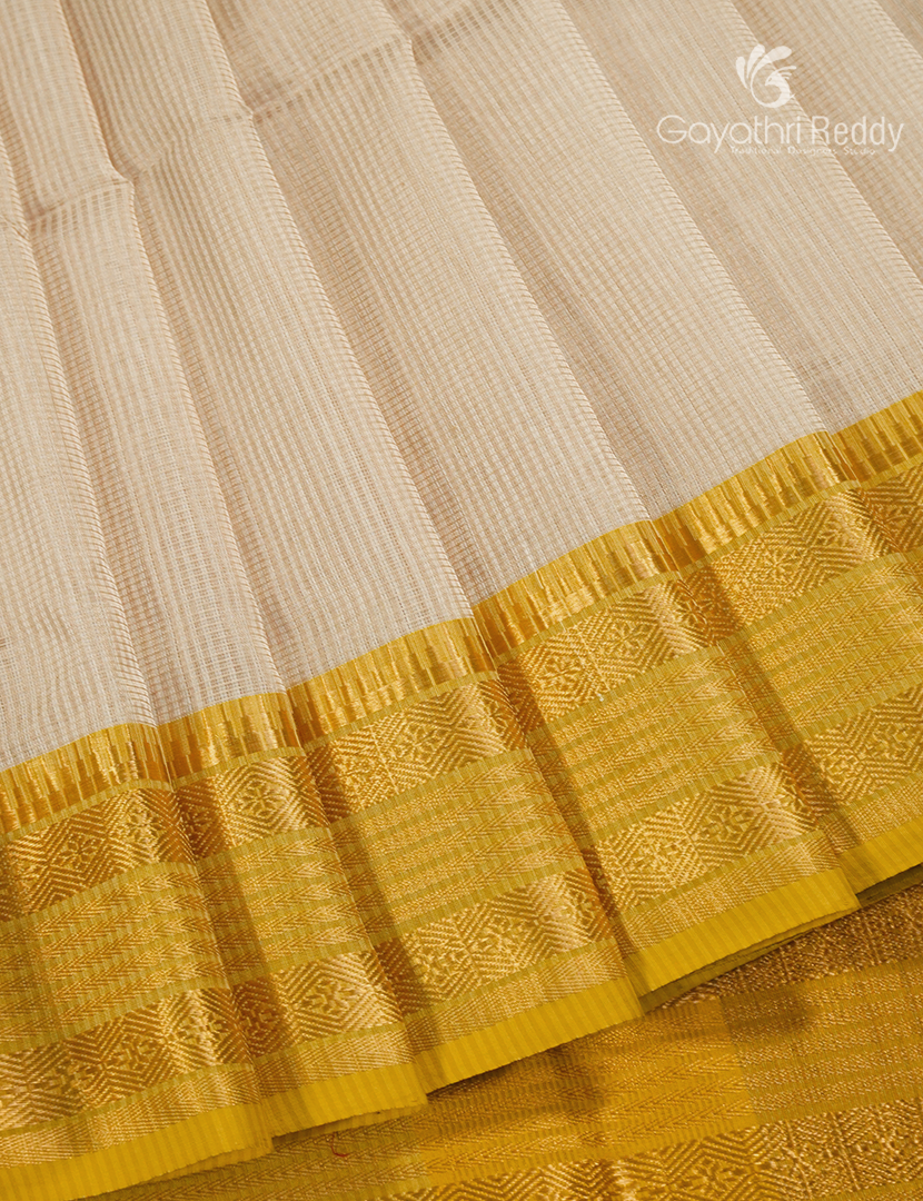 Pure Chanderi Sico Saree in Golden Cream