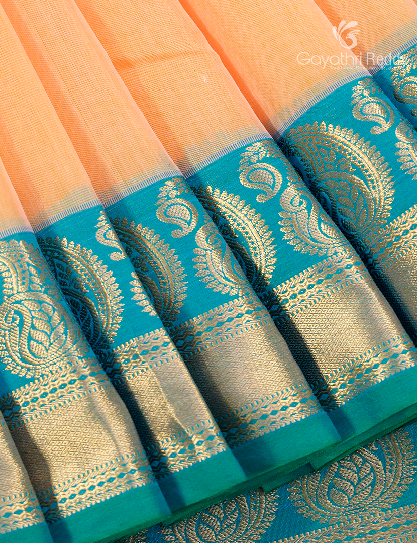 Pure Kanchi Sico Saree in Sandalwood and Turquoise