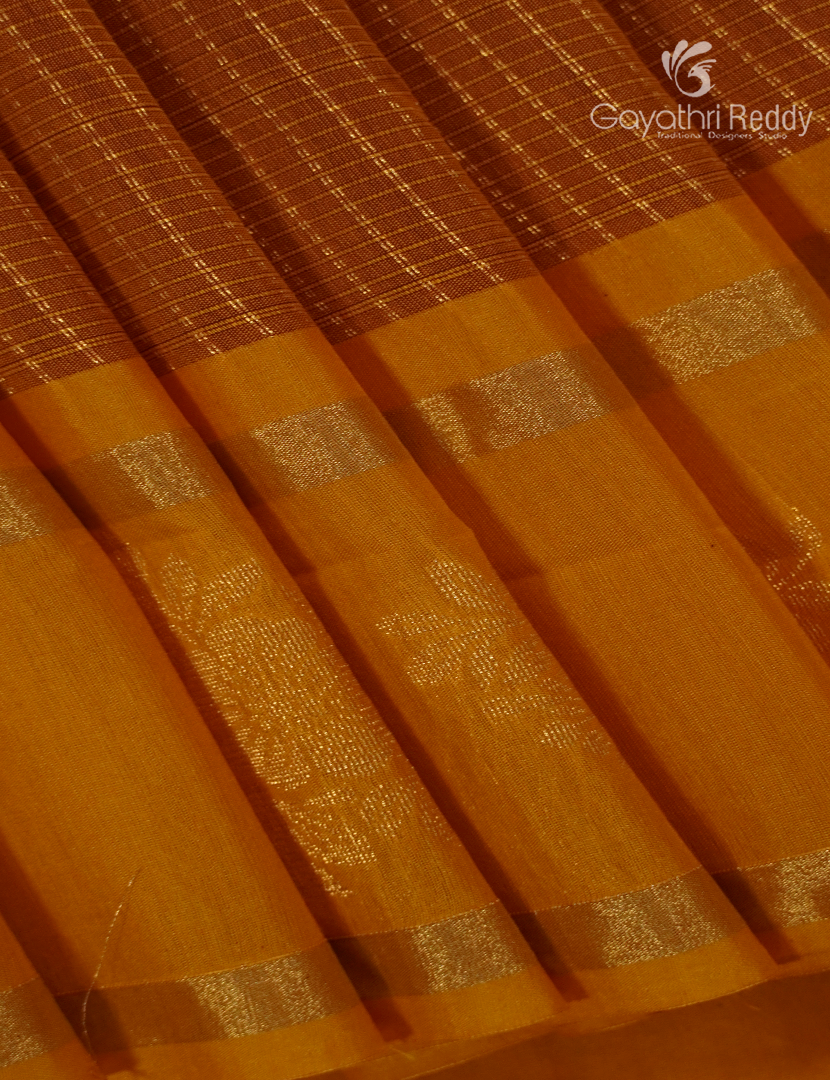 Kanchipuram Sico Saree in Mustard and Yellow
