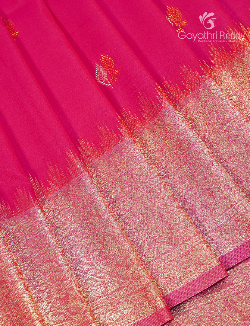 Semi Kanchipuram Art Silk Saree in Hot Pink