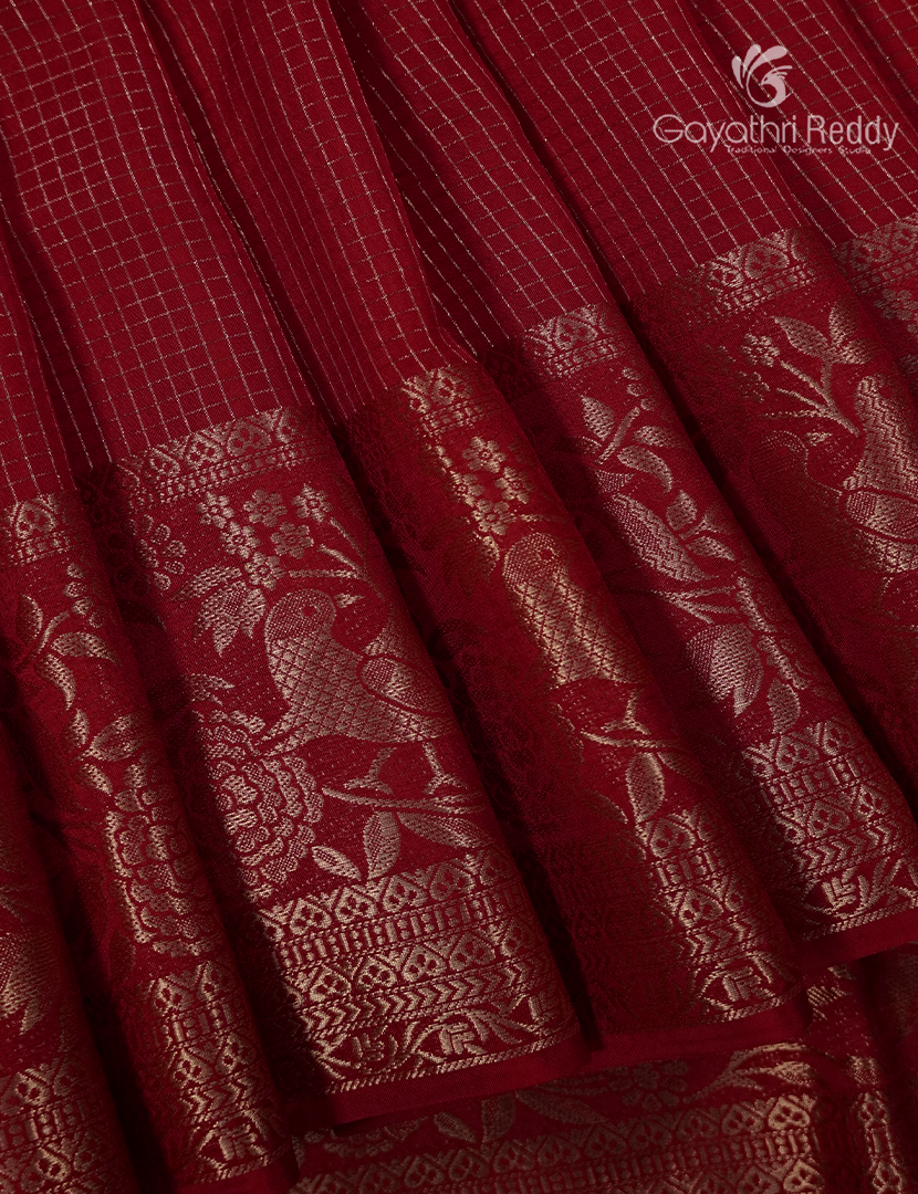Semi Mysore Crepe Saree in Bridal Red