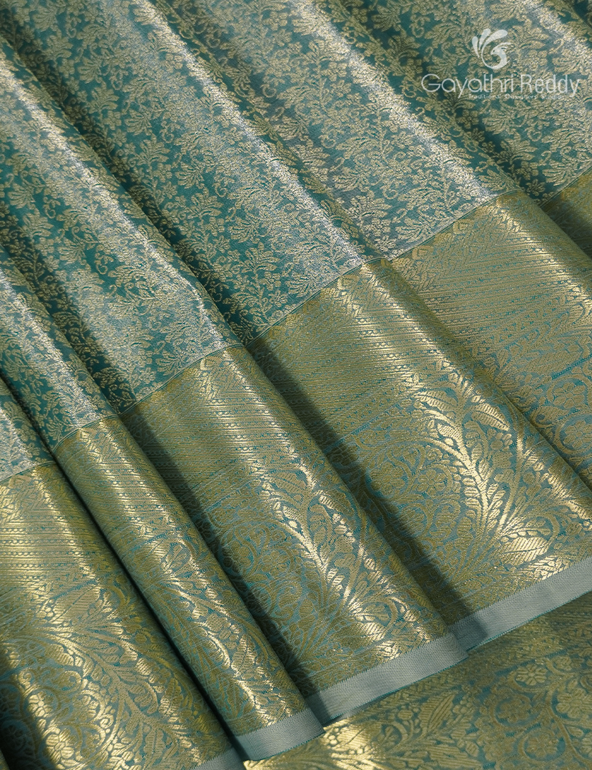 Semi Kanchipuram Silk Saree in Sea Grey