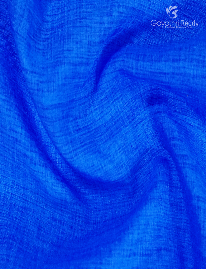Semi Tussar Saree in Cyan Blue