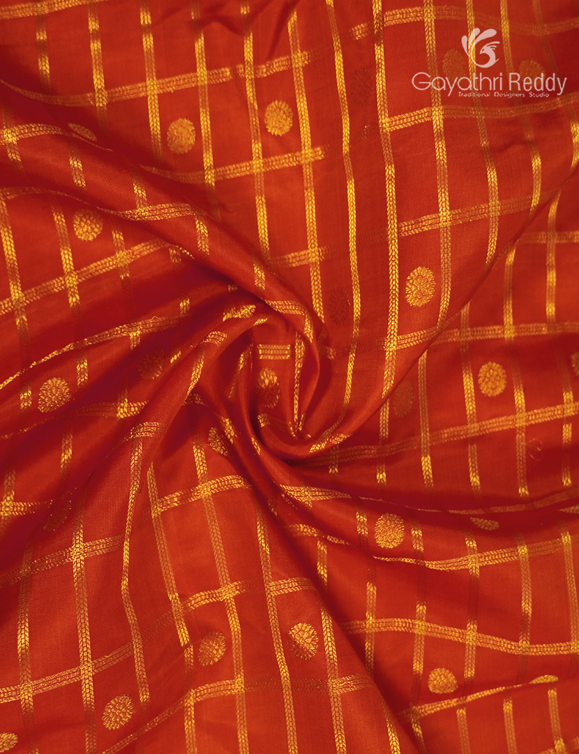 Pure Gadwal Silk Saree in Burnt Orange and Brown