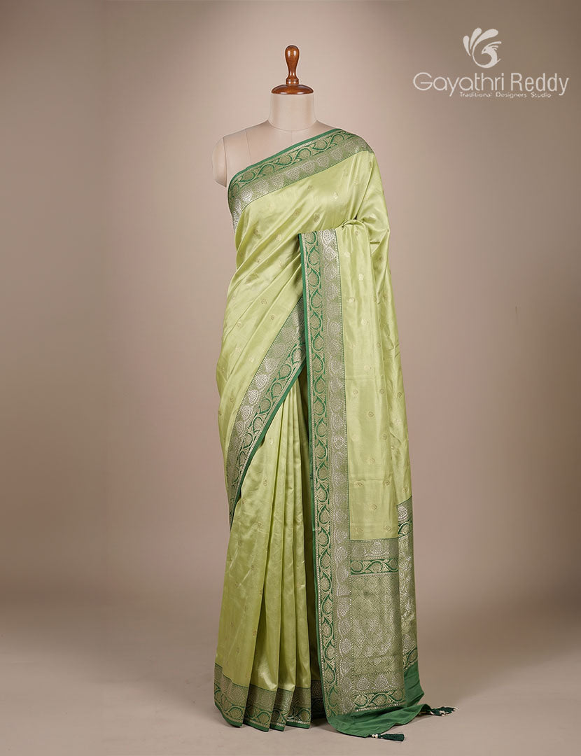 Semi Kanchipuram Silk Fancy Saree in Pista Green and Mehendi Green