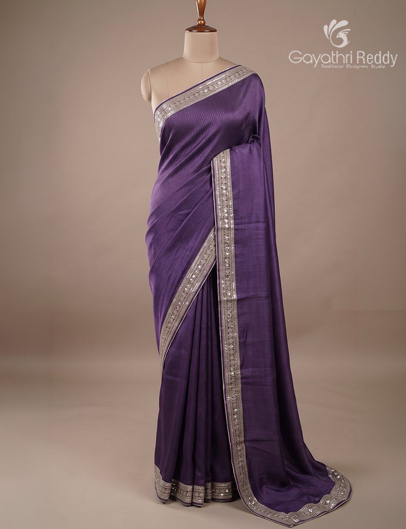 Pure Desi Tussar Fancy Saree in Deep Purple
