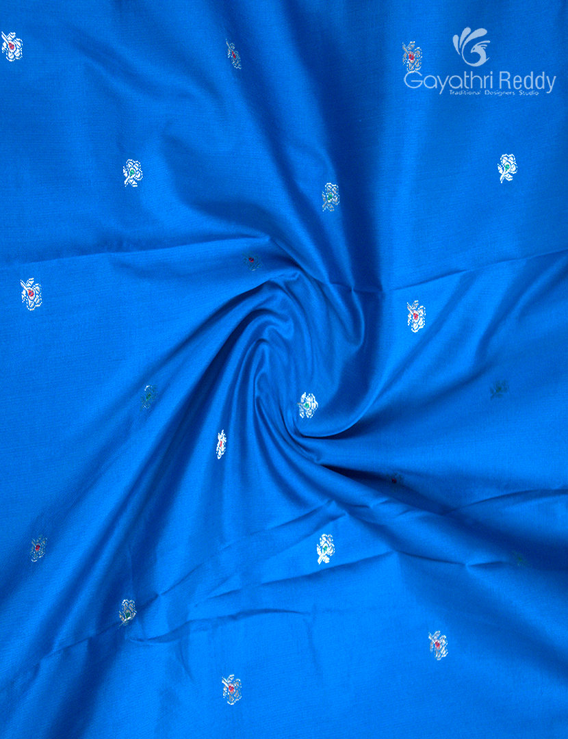 Semi Banaras Katan Silk Saree in Cobalt Blue