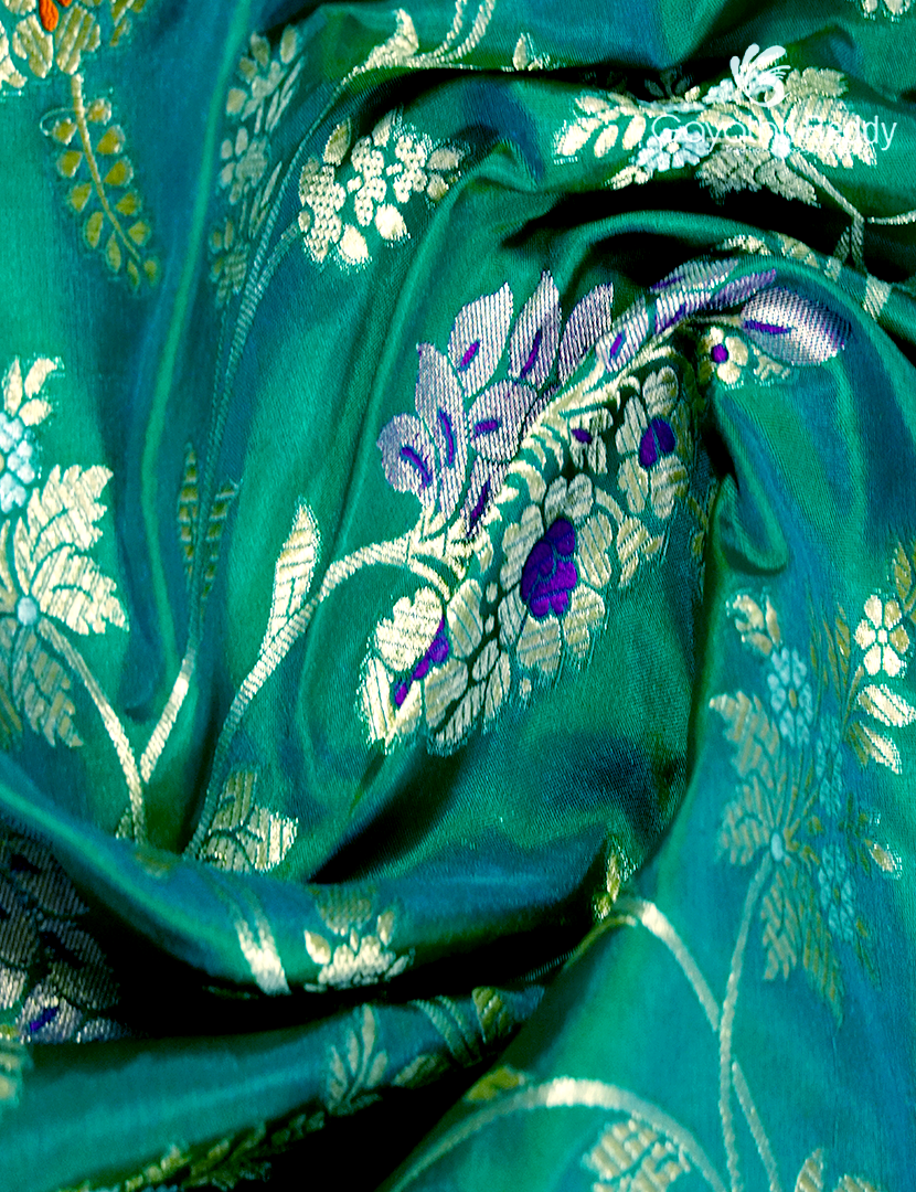 Pure Banaras Katan Silk Saree  in Sea Green