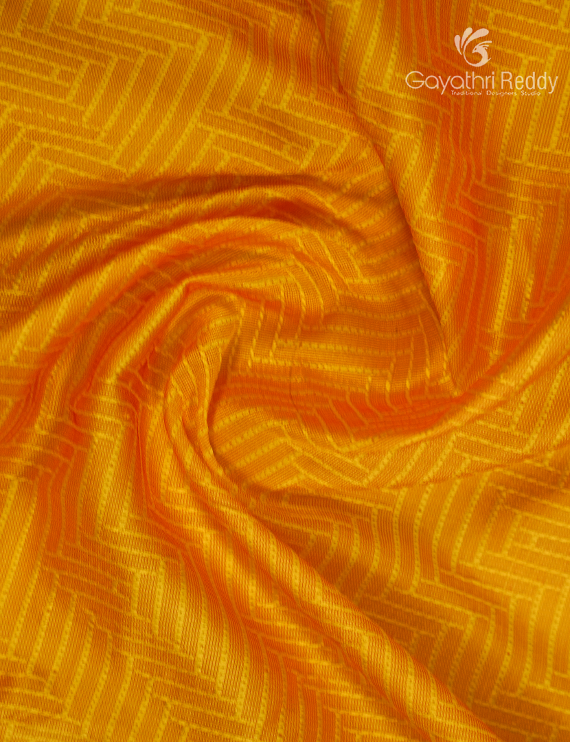 Semi Katan Silk Saree in Golden Yellow and Red