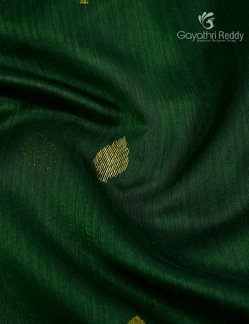 Pure Chanderi Sico Saree in Deep Bottle Green