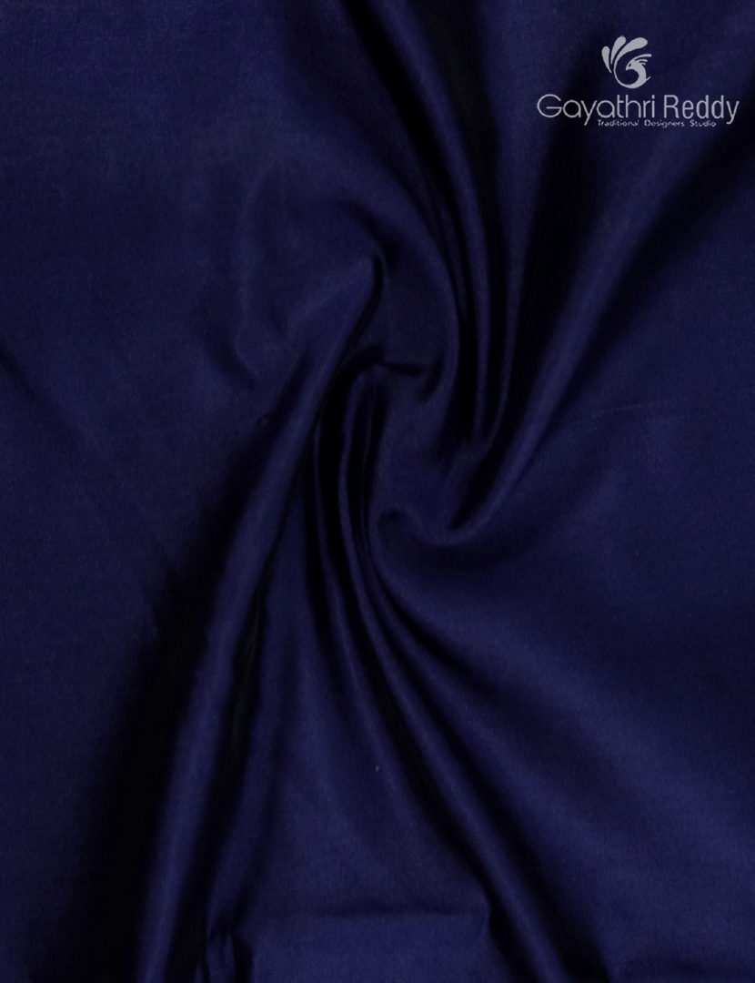 Semi Gadwal Saree in Deep Navy Blue and Red