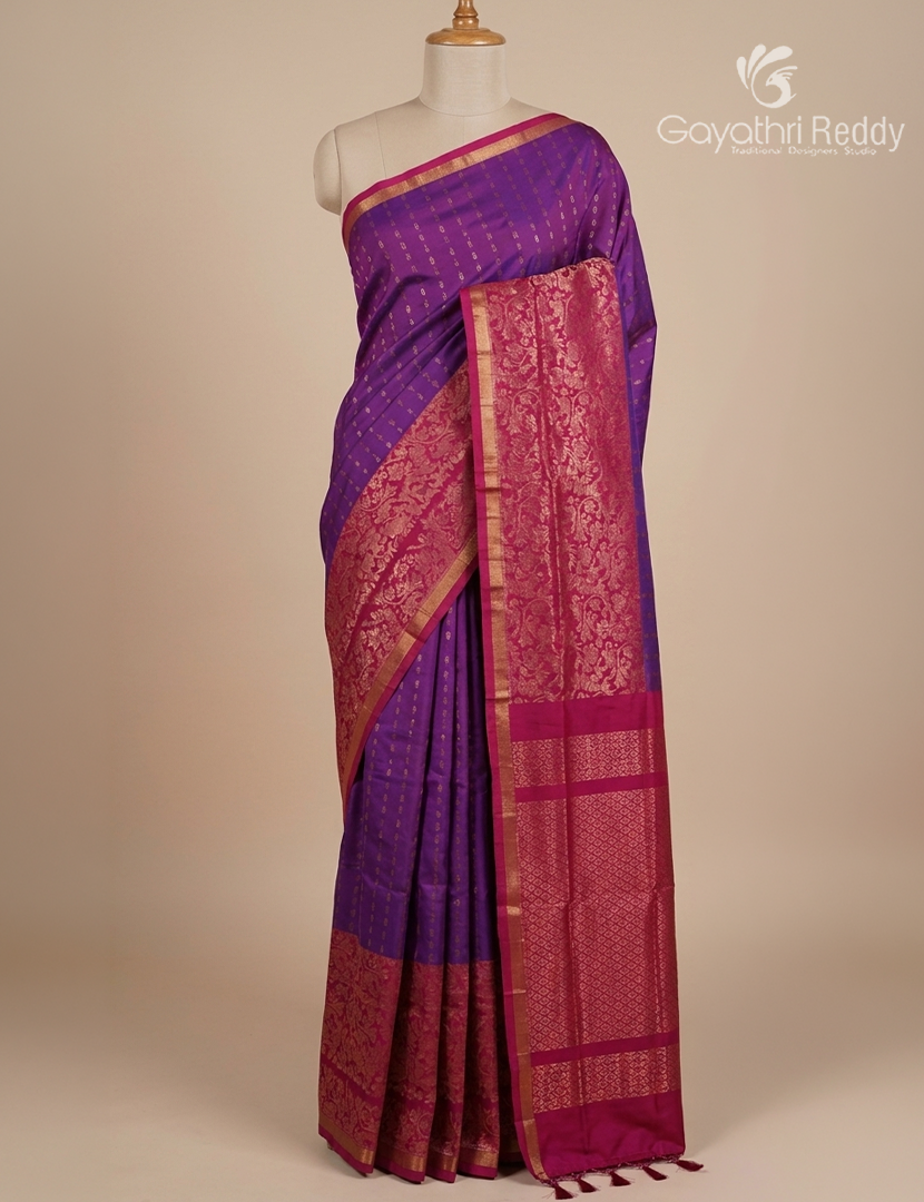 Pure Uppada Silk Saree in Purple and Pink
