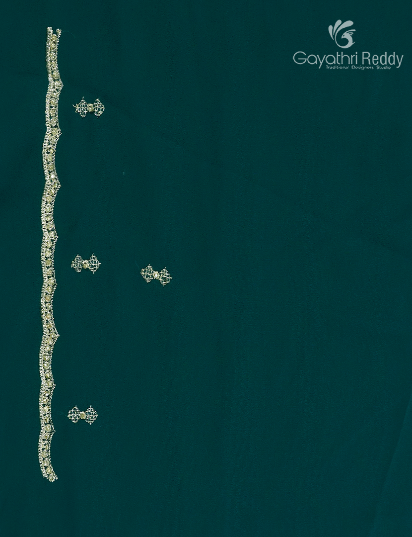 Georgette Fancy Saree in Rama Green