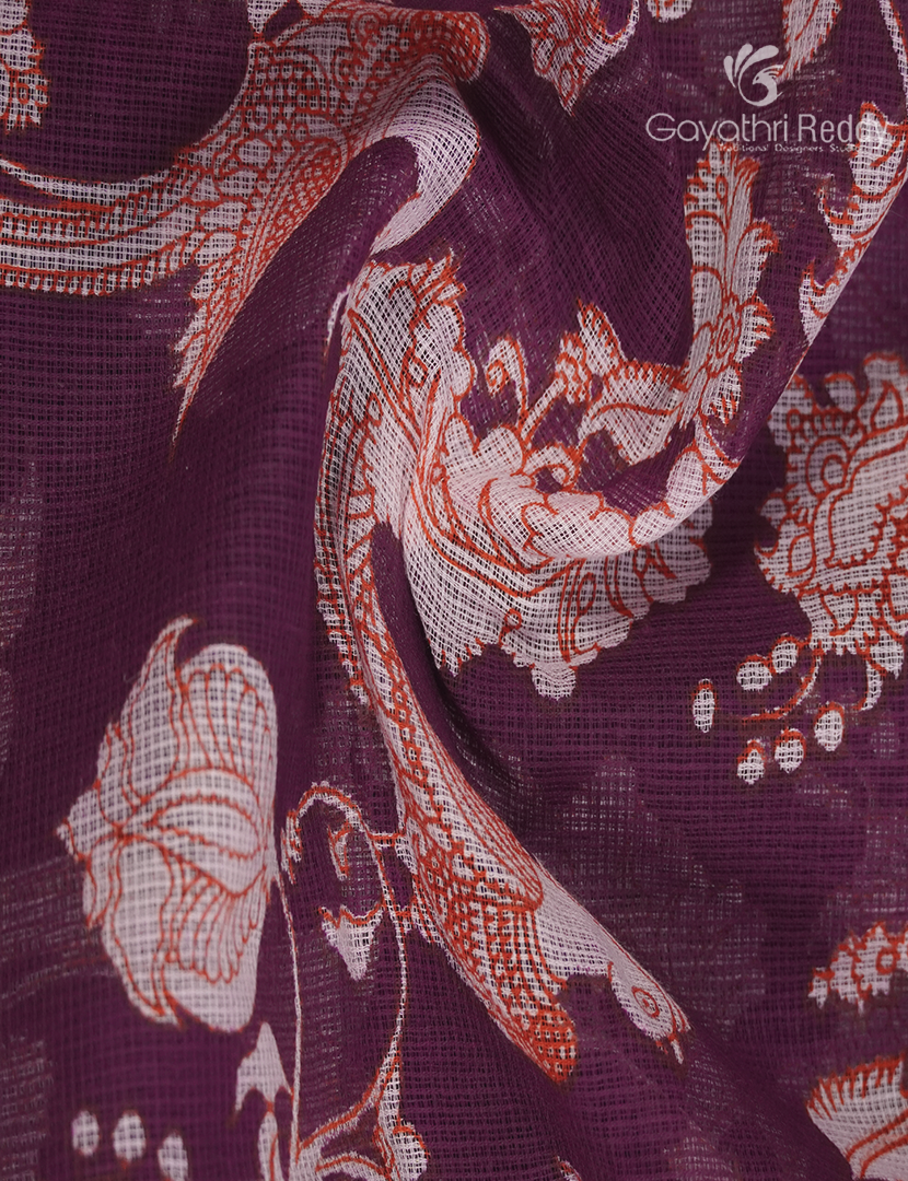Munga Cotton Saree in Deep Wine and Orange