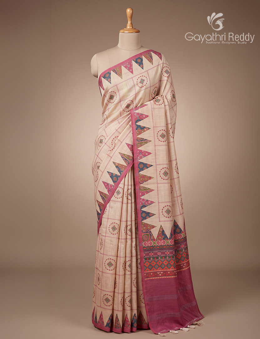 Pure Linen Saree in Peach