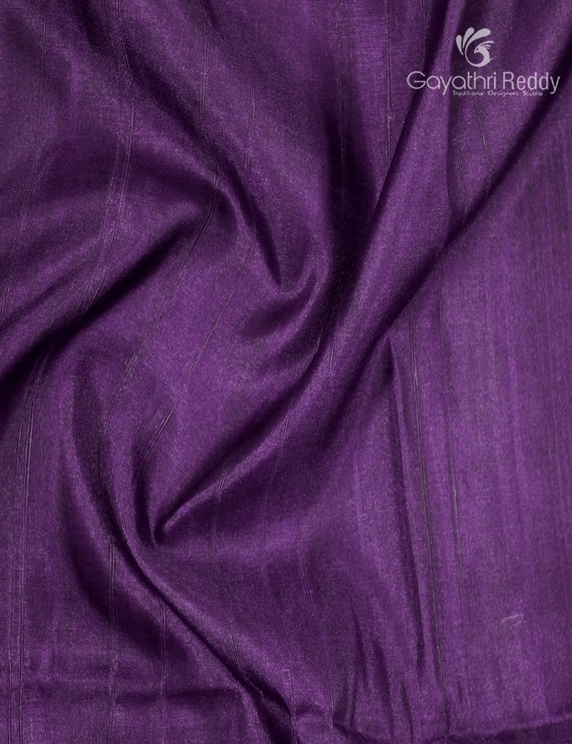 Semi Tussar Saree in Deep Violet and Pastel Peach
