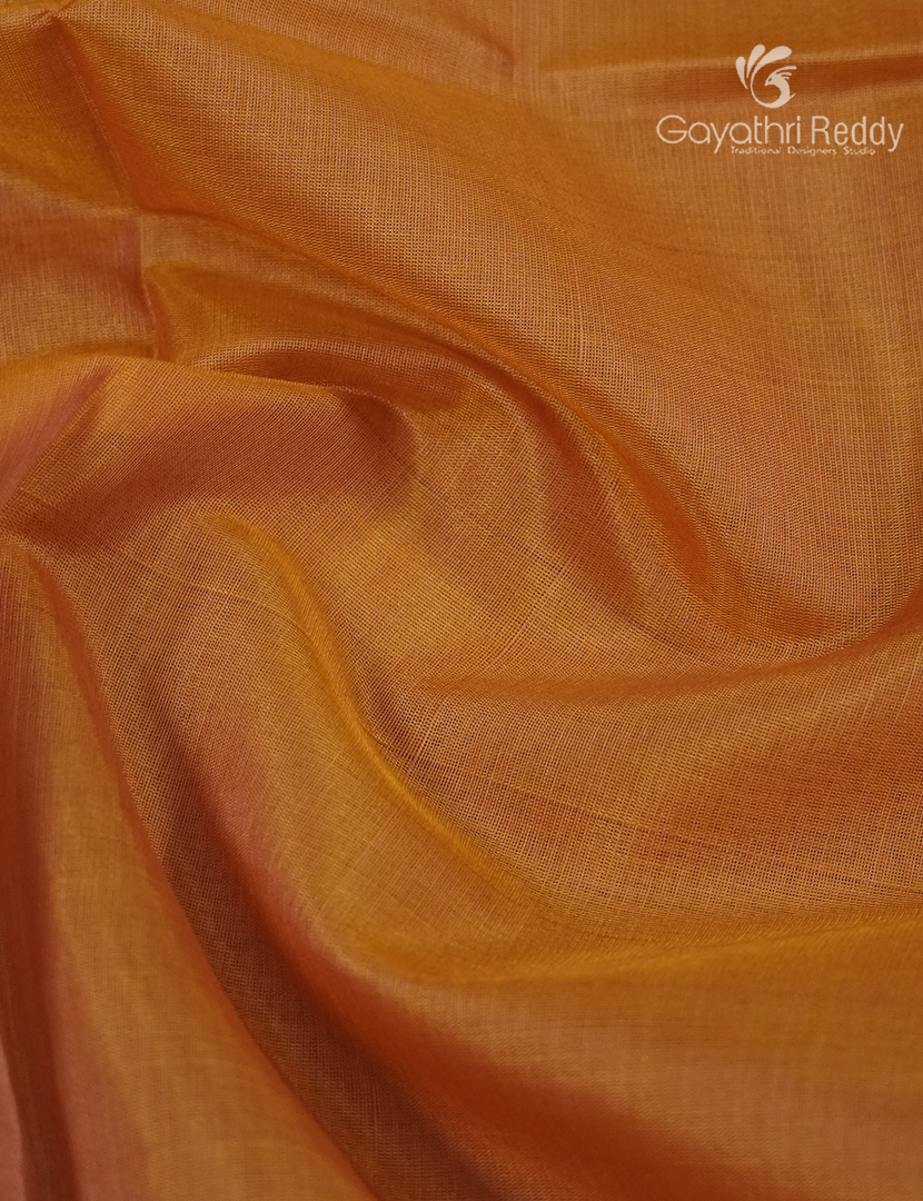 Pure Kanchipuram Sico Saree in  Mustard and Red