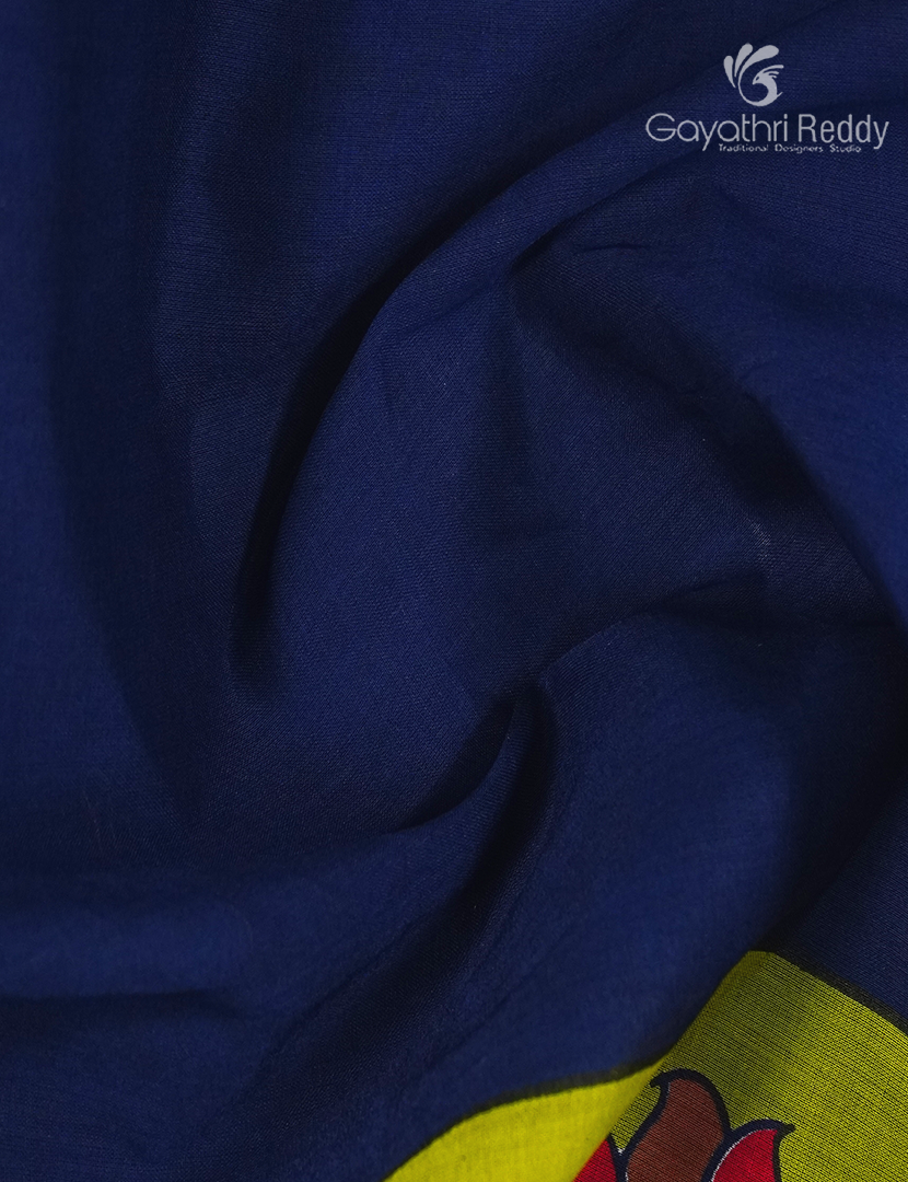 Pure MulMul Cotton Saree in Navy blue