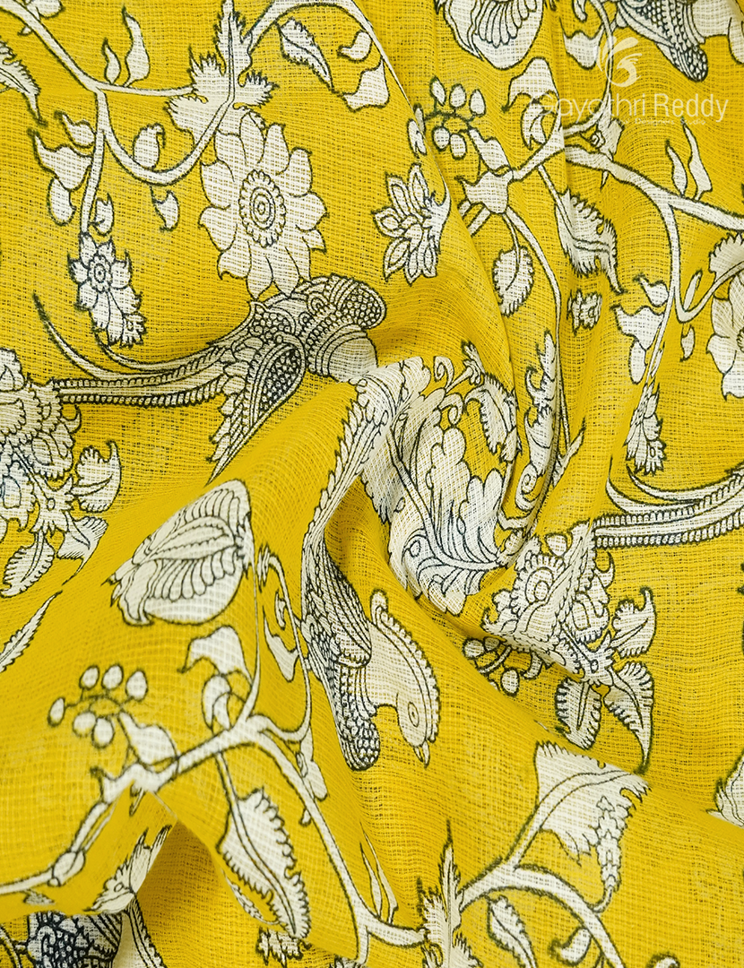 Munga Cotton Saree in Yellow and Black