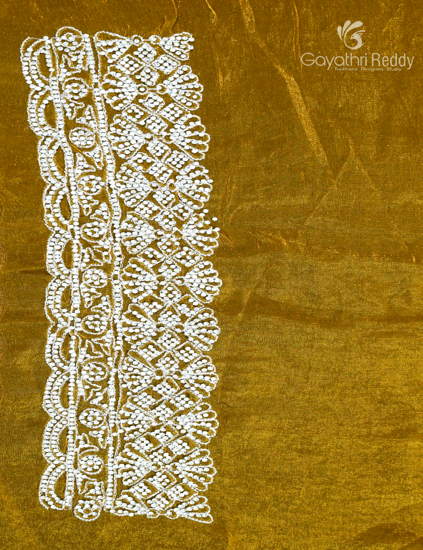 Tissue Fancy Saree in Dry Mehendi Green