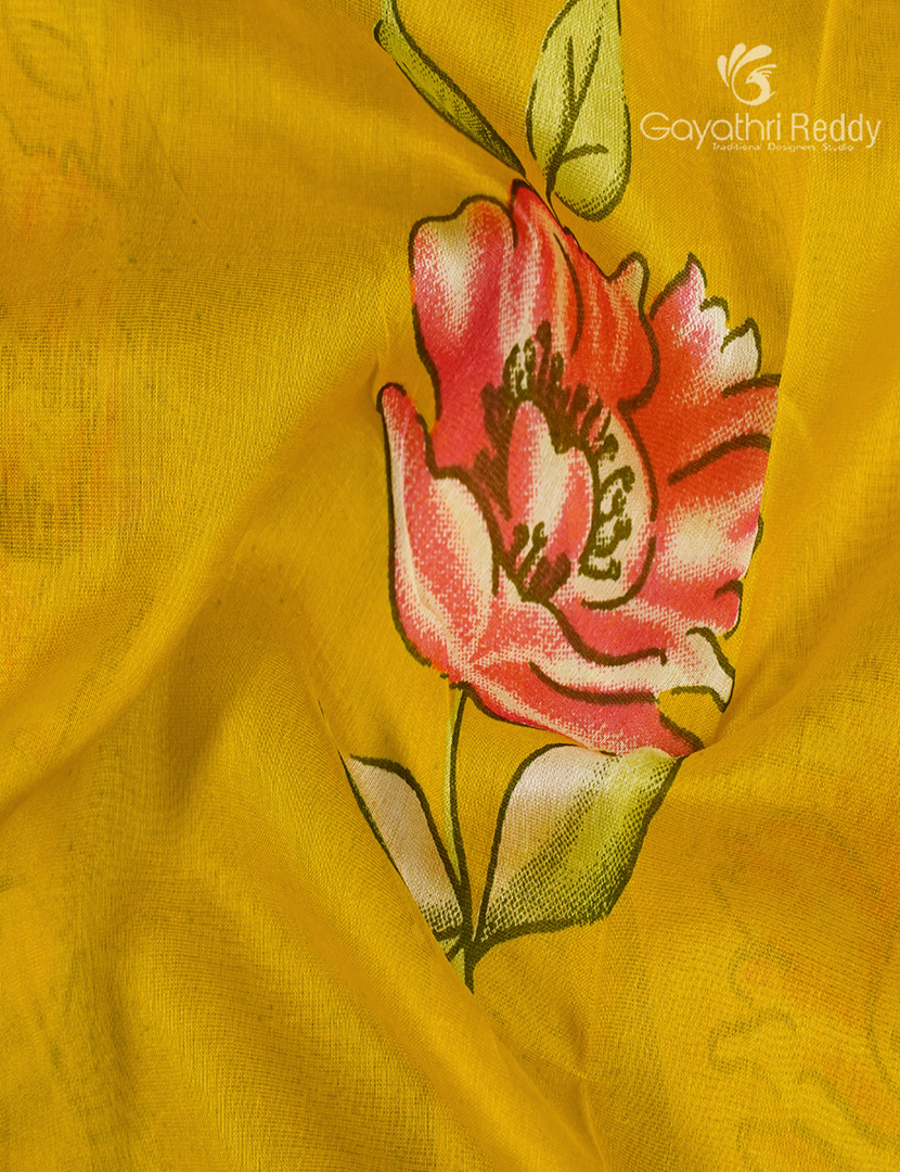 Pure Maheshwari Silk Saree in Mango Yellow and Rani Pink