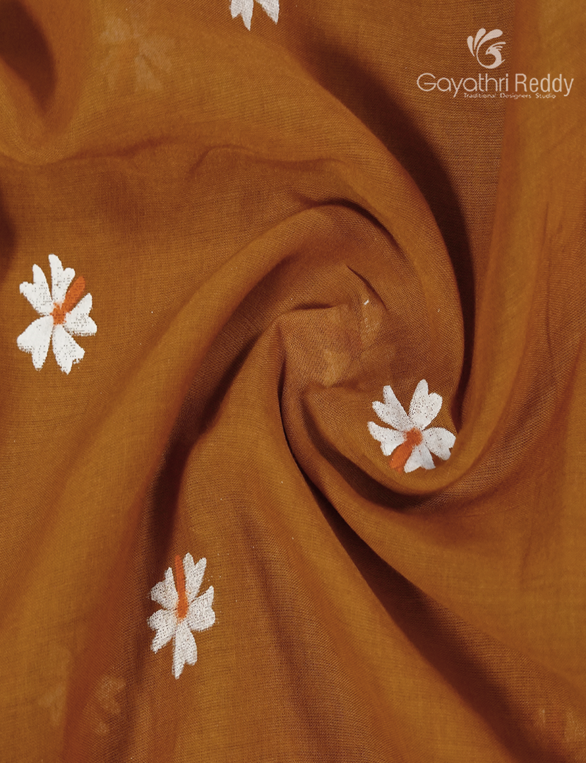 Pure MulMul Cotton Saree in Deep Mustard
