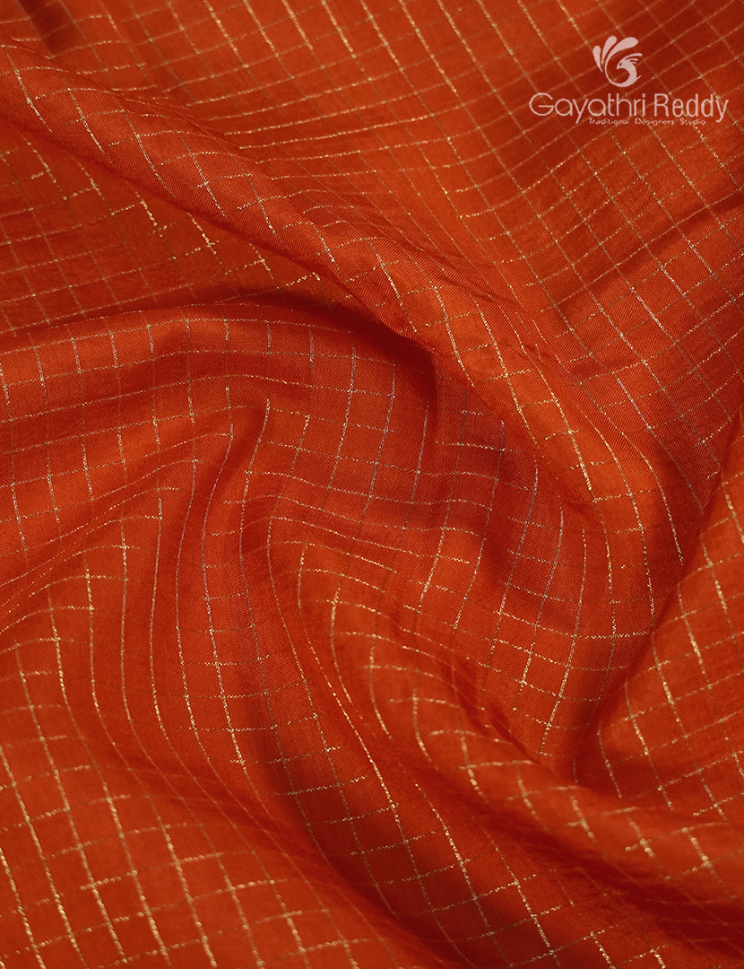 Semi Mysore Crepe Saree in Orange and Deep Snuff