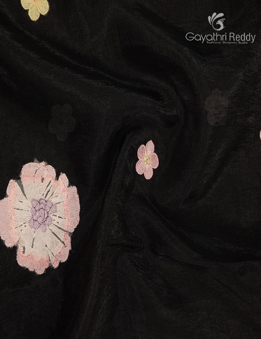 Organza Fancy Saree in Black