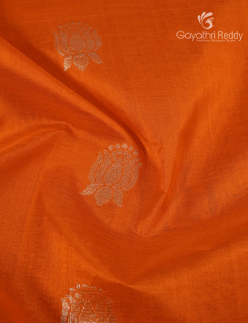 Pure Arani Sico Saree in Orange and Lime Yellow